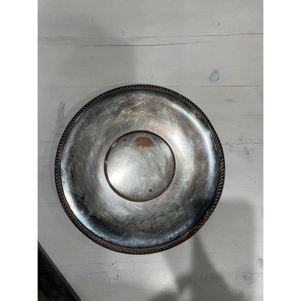 Vintage Silver Plated‎ Serving Platter Ornate Twisted Rim